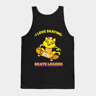 Cat loves skating Tank Top